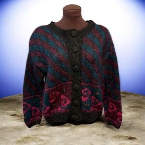 Segrets by Sigrid Olson Vintage Mohair Wool Sweater Cardigan Womens size Medium